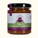 Jar of Apple & Thyme Butter with Mulberry Pig label on a white background