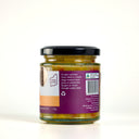 A glass jar of 'The Mulberry Pig' Summer Relish with a black lid, set against a plain white background. The label features white, orange, and purple sections displaying the description.